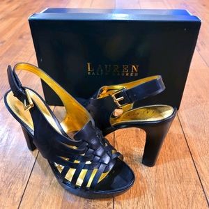 Ralph Lauren Shaina black strappy sandals.